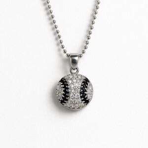 ⚜️ Black and Silver Baseball Pendant Necklace